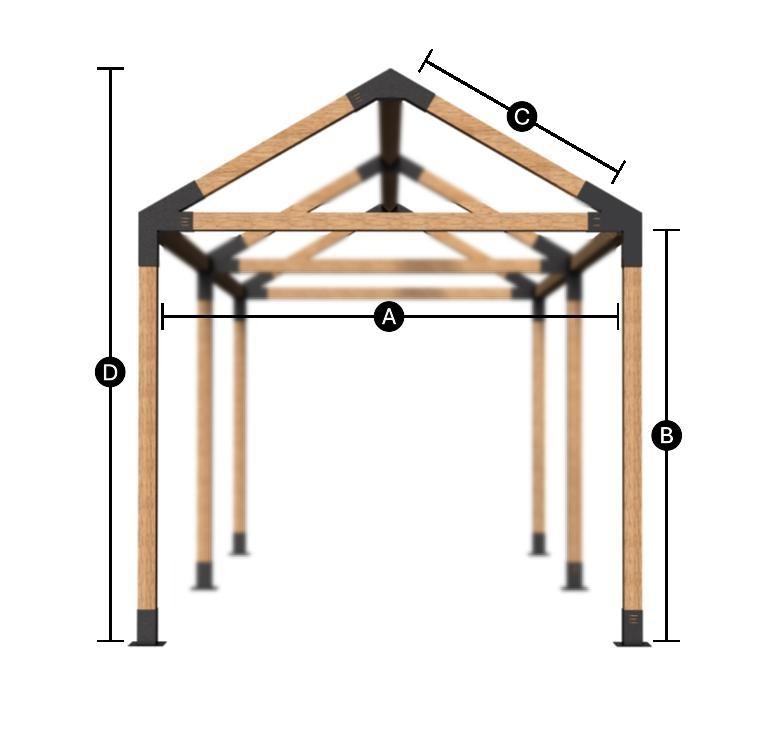 Esquema de medidas para cálculo de estructura inclinada